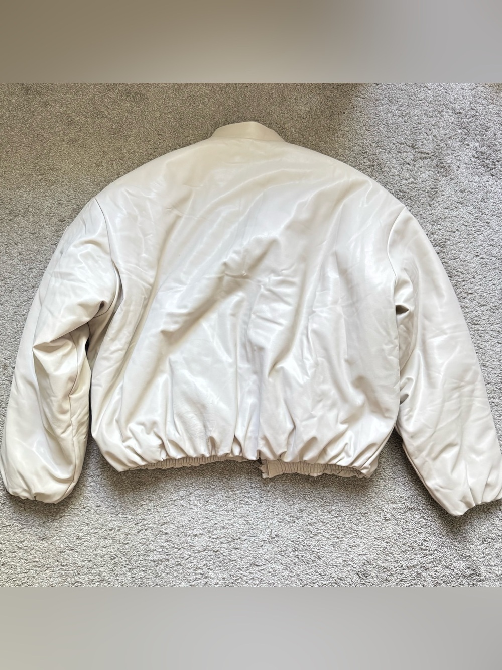 ALO Yoga Cream Faux-Leather Bomber Jacket - Picture 5 of 11